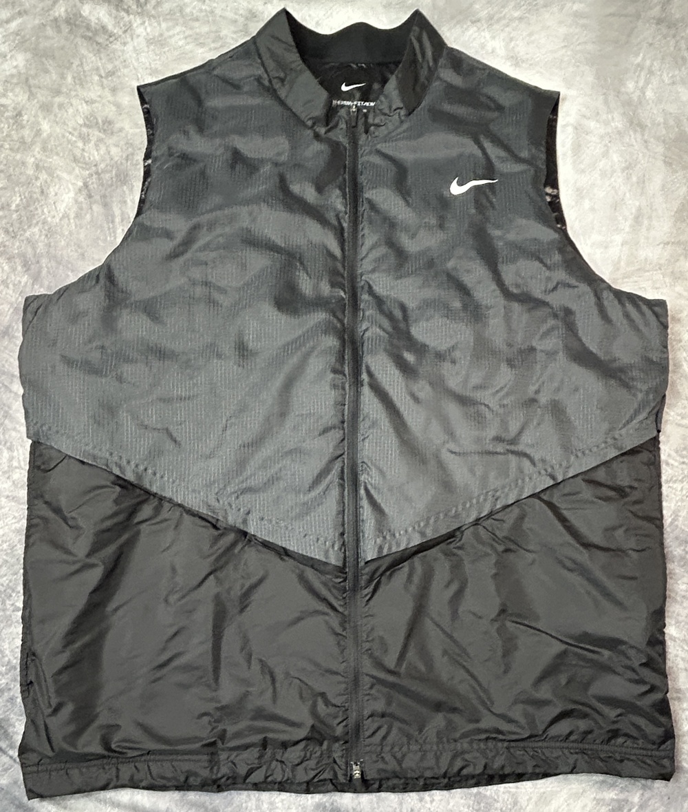Nike Therma-FIT ADV Vest Mens 2XL Black Full Zip Down Insulated Running Training